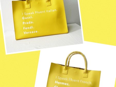 I Speak Italian or French Vegan Leather Tote - Lemon Supply