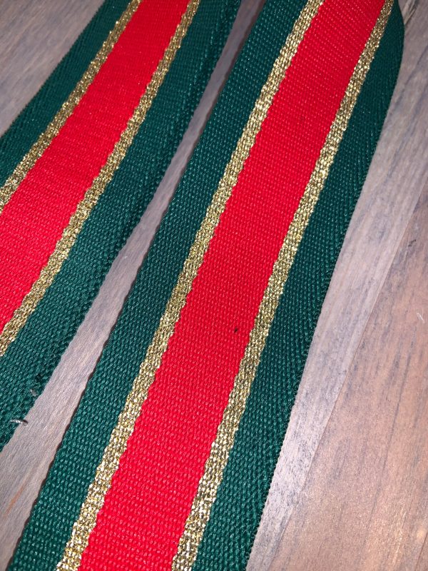 💚❤️ Green Red Metallic Gold Stripe 2” Adjustable Handbag Strap on Sale