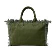 Olive Small Fringe Canvas Tote With Star Strap For Cheap