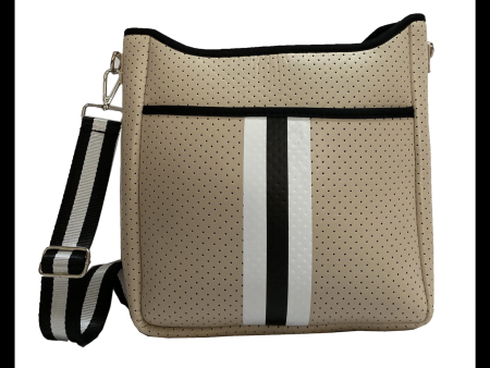 Tan Neoprene Crossbody Bag with Stripe Discount