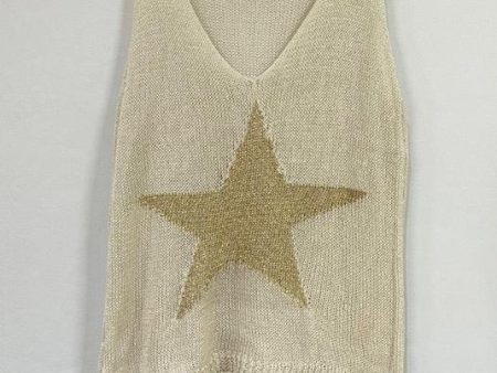 VENTI6 SCOOP NECK KNIT TANK TOP WITH FRONT STAR - BEIGE Discount