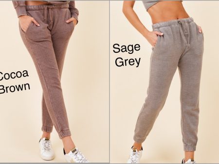 Vintage Havana Sage Grey Or Cocoa Brown Burnout Jogger For Discount