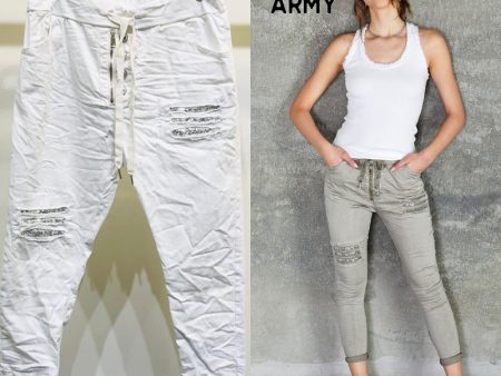 MINERAL WASH CRINKLE JOGGER  - LIGHT ARMY or WHITE For Cheap