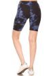 Plus Tie dye printed, high waisted, biker shorts - Navy Blue Supply