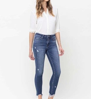 FLYING MONKEY HIGH RISE CROP DESTROYED HEM SKINNY JEANS Cheap