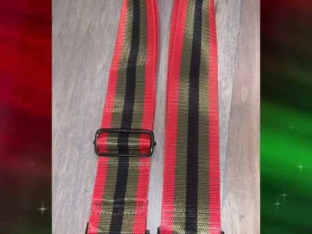 ❤️🖤💚 Red, Olive & Black Stripe 2” Adjustable Handbag Strap on Sale