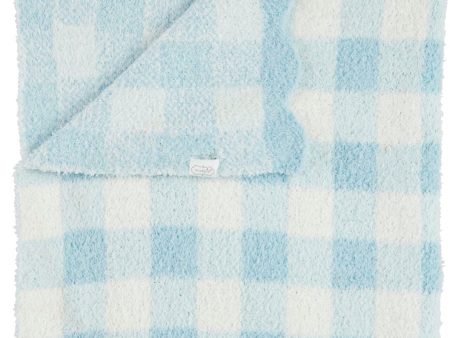 *PRE-ORDER* Blue Gingham Scallop Chenille Blanket For Sale