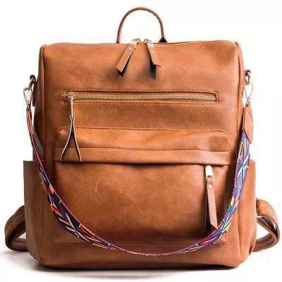 Solid Vegan Leather Convertible Backpack - Black, Camel or Grey Fashion