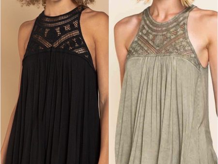 POL Sleeveless Babydoll Tank Top - Black or Olive Online Sale