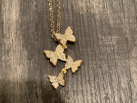 🦋 Cascading Butterflies 18 inch Necklace - Gold Cheap