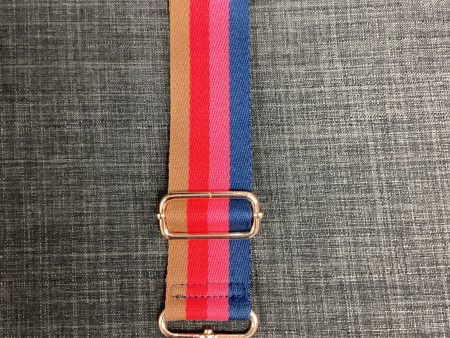 4-Color Vertical Stripe 2  Cotton Web Adjustable Strap - Navy Raspberry Red Camel on Sale