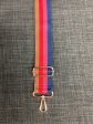 4-Color Vertical Stripe 2  Cotton Web Adjustable Strap - Navy Raspberry Red Camel on Sale