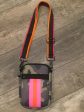 GREEN CAMO WITH NEON PINK & ORANGE STRIPE MULTI ZIPPER NEOPRENE PHONE HOLDER W 1.25  STRIPE STRAP Online now