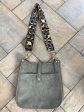 Grey Vintage Vegan Leather Messenger Bag with Grey Leopard Strap Hot on Sale