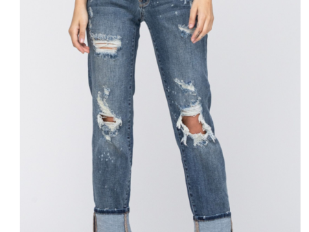 Judy Blue Bleach Splash Boyfriend Jeans For Sale