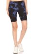 Plus Tie dye printed, high waisted, biker shorts - Navy Blue Supply