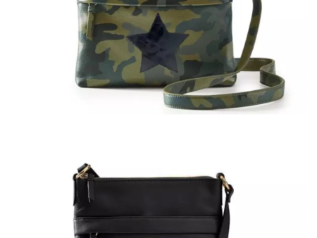 Army or Black Vegan leather crossbody with star Online