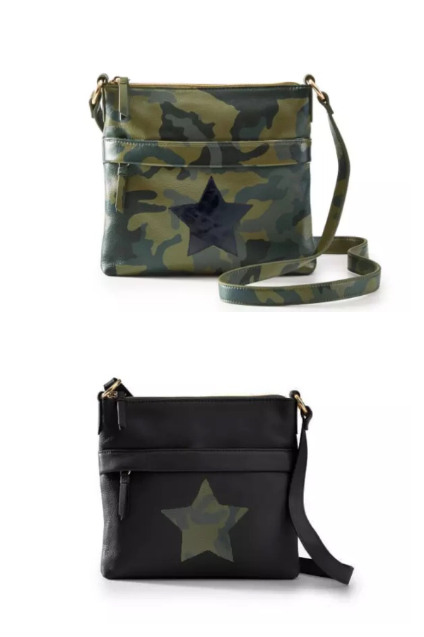 Army or Black Vegan leather crossbody with star Online