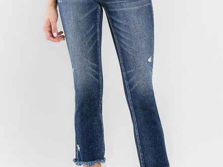 FLYING MONKEY LOW RISE UNEVEN RAW HEM ANKLE SLIM STRAIGHT JEANS Online now