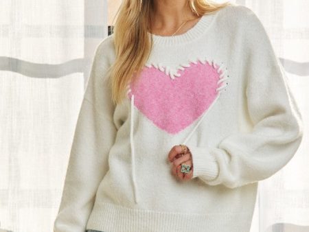 HEART PATTERN SWEATER TOP - IVORY Online