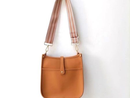 Camel Vegan Leather Messenger Bag with Camel Ivory Strap Online