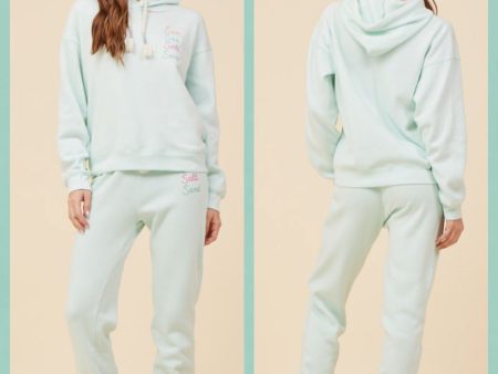 VINTAGE HAVANA LIGHT AQUA W  MULTICOLOR BURNOUT FLEECE EMBROIDERED JOGGER Online Sale