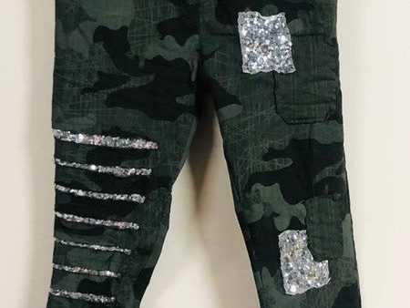 VENTI6 PENCIL SKETCH CAMOUFLAGE PRINT CRINKLE JOGGER - ARMY Sale