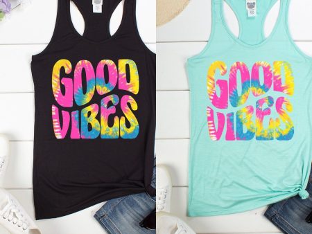 PLUS GOOD VIBES, RACER BACK TANK TOP - BLACK & MINT For Sale